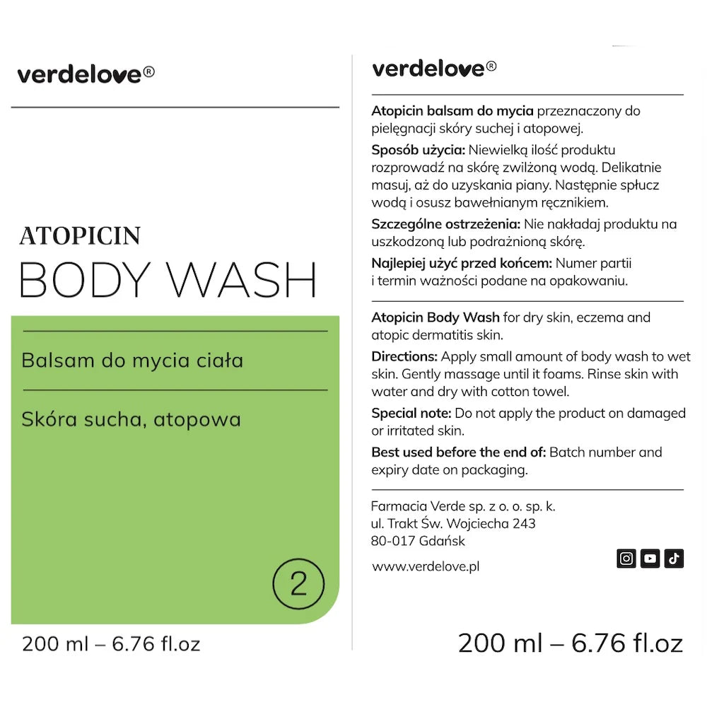Etykieta produktu: Balsam do mycia skóry atopowej Atopicin - 200 ml