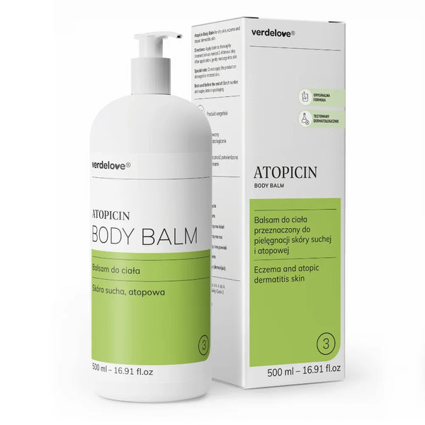 Balsam natłuszczający do skóry atopowej Atopicin Verdelove 500 ml z opakowaniem